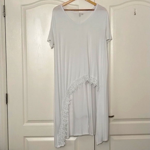 Cato Est 1946 white very hi-low white crochet bottom blouse size XL - Picture 1 of 7